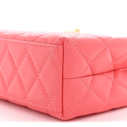 Chanel Shiny Aged Calfskin Quilted Nano Kelly Shopper Coral Pink 10 of 11