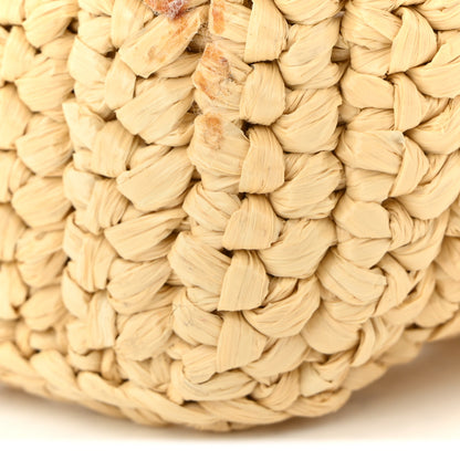 Prada Yarn Raffia Effect Crochet Logo Embroidered Small Tote Bag Naturale 10 of 10