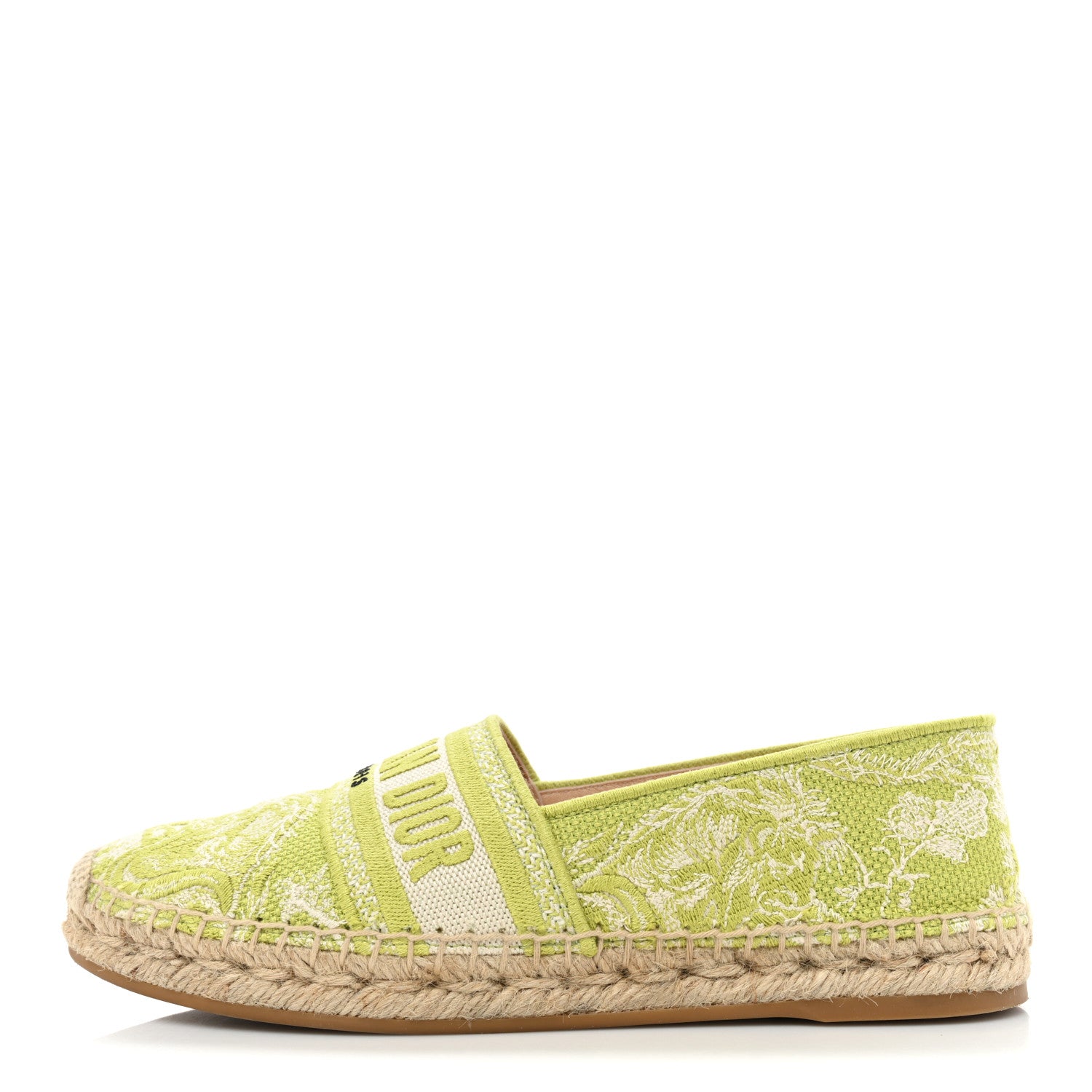 Christian Dior Embroidered Toile De Jouy Granville Espadrille 38.5 Off 38.5 White Green 1 of 9