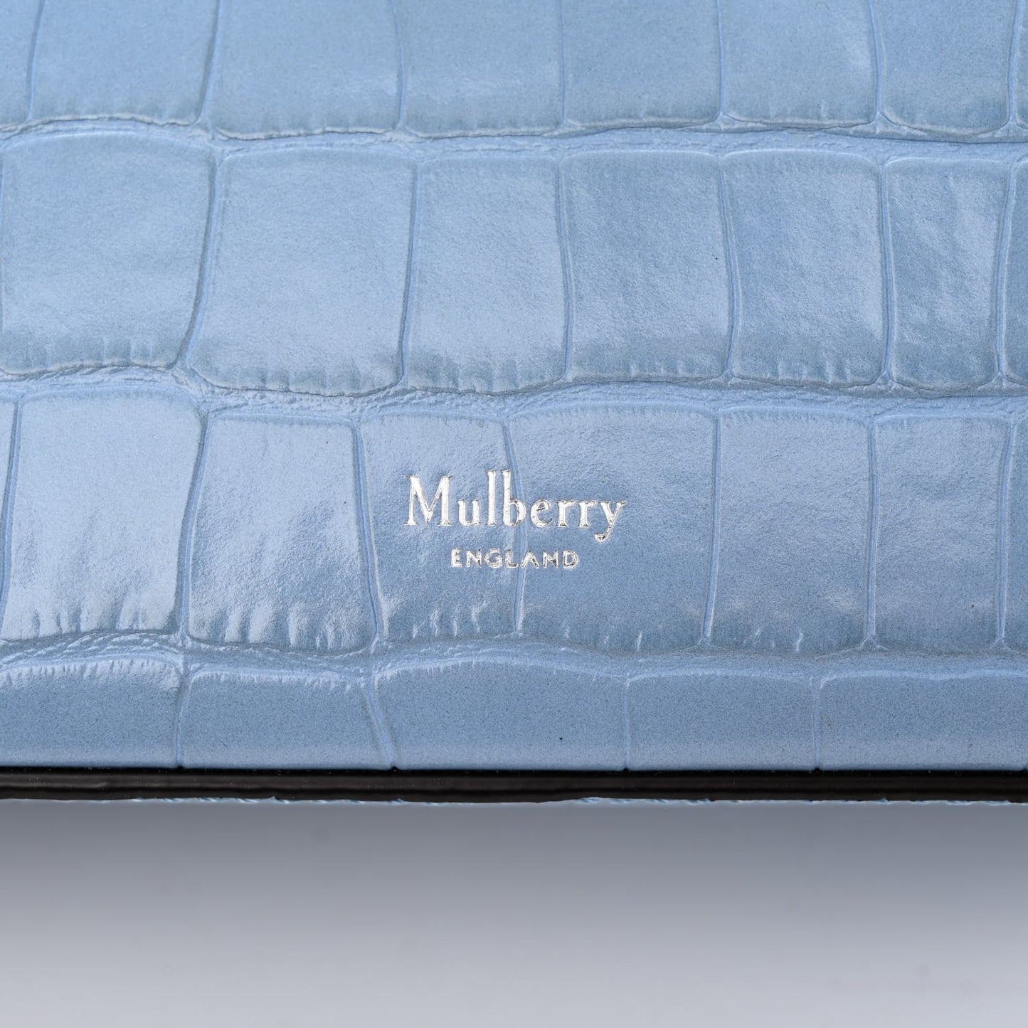 Shiny Croc Calfskin Embossed Micro Seaton Blue