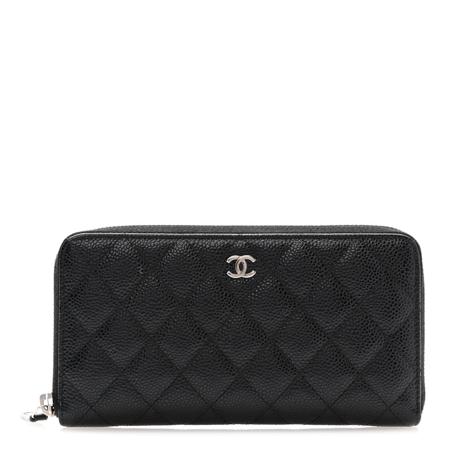 Caviar Quilted Large Gusset Zip Around Wallet Black