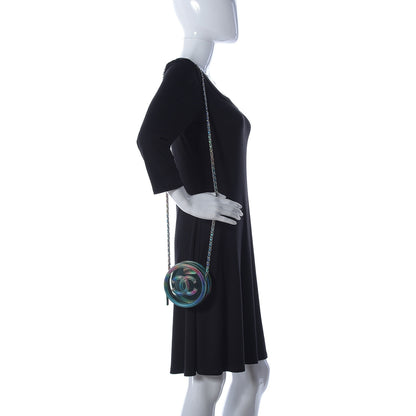 Chanel PVC Calfskin Lambskin Quilted Round Filigree Clutch With Chain Green 2 of 11