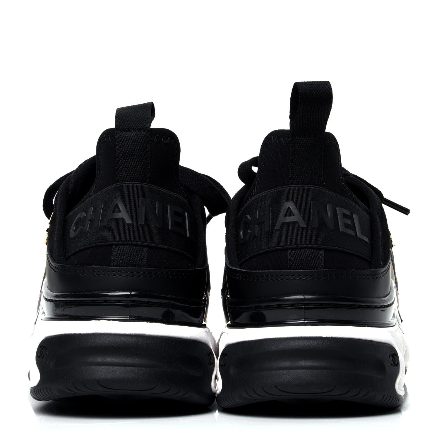 Chanel Velvet Calfskin Mixed Fibers CC Sneakers 38 Black 6 of 10