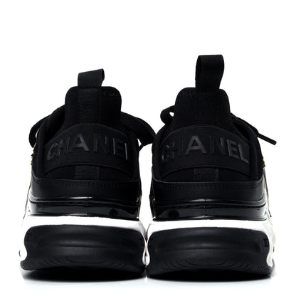 Chanel Velvet Calfskin Mixed Fibers CC Sneakers 38 Black 6 of 10