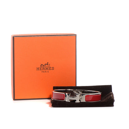 Hermes Enamel Clic Clac H Narrow Bracelet GM Rouge 6 of 6