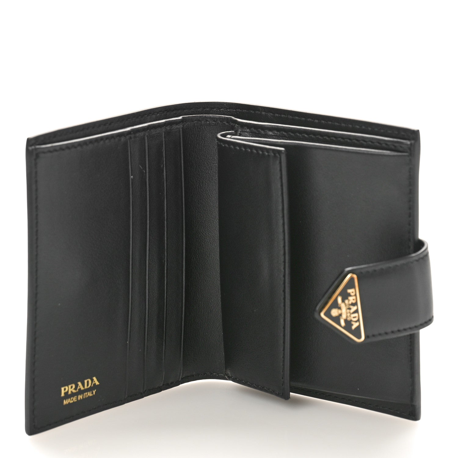 Prada Saffiano Small Triangle Bi-Fold Tab Wallet Black 5 of 8