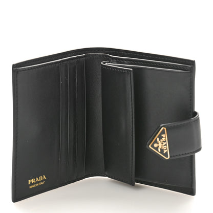 Prada Saffiano Small Triangle Bi-Fold Tab Wallet Black 5 of 8