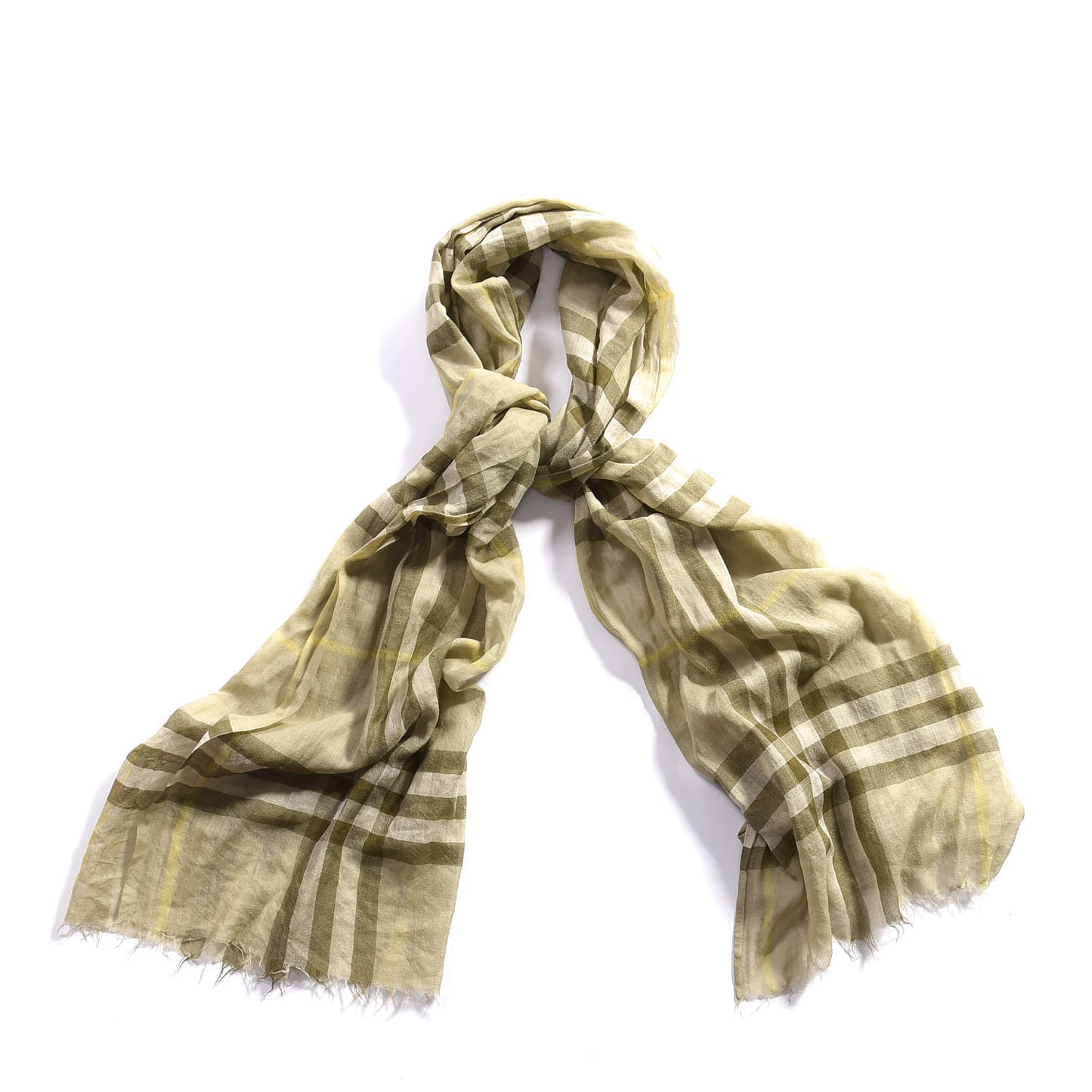 Cotton Giant Check Lightweight Scarf Pale Green