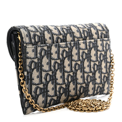 Christian Dior Oblique Saddle Chain Long Wallet Blue 4 of 10