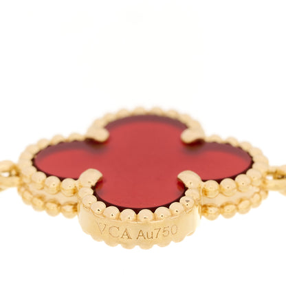Van Cleef & Arpels 18K Yellow Gold Carnelian 5 Motifs Vintage Alhambra Bracelet 6 of 7