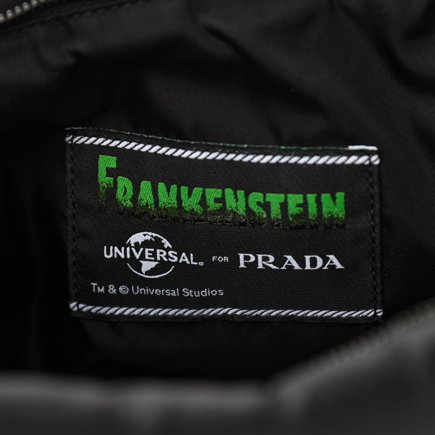 Prada X UNIVERSAL STUDIOS Tessuto Nylon Soft Padded Frankenstein Rose Medium Chain Clutch Bag Lacca 4 of 11