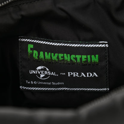 Prada X UNIVERSAL STUDIOS Tessuto Nylon Soft Padded Frankenstein Rose Medium Chain Clutch Bag Lacca 4 of 11