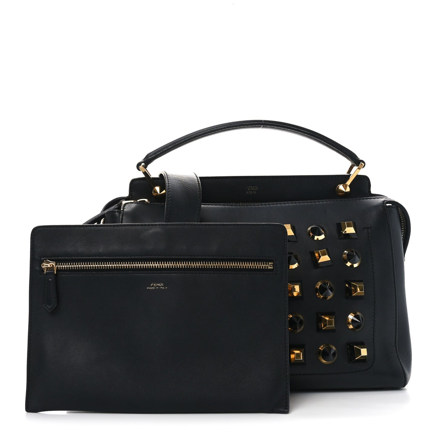 Vitello Baltico Studded Dotcom Satchel Black