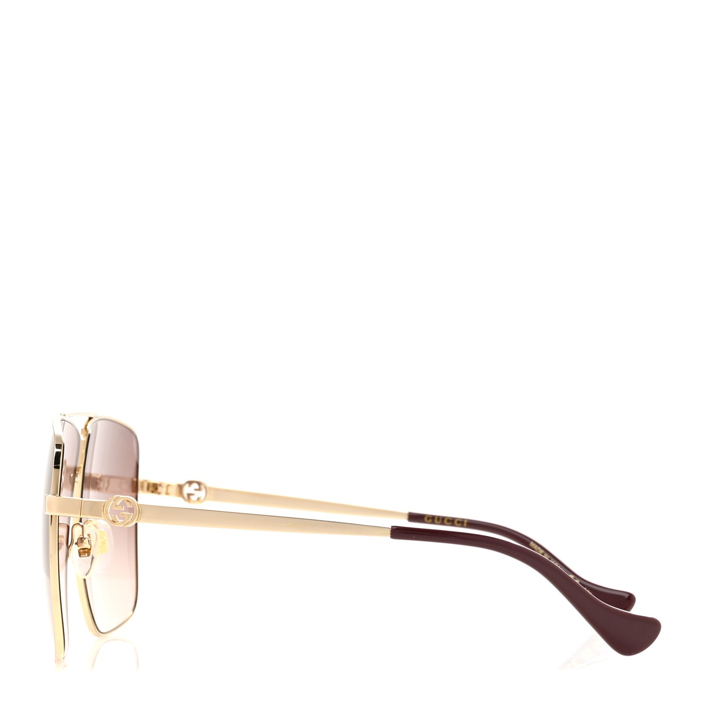 Metal Navigator Square Chain Sunglasses GG1087S Gold