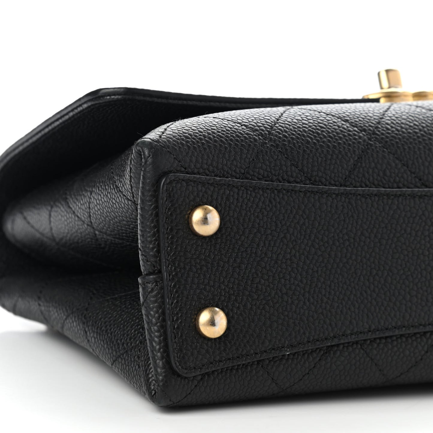Grained Calfskin Small Stitched Flap Black