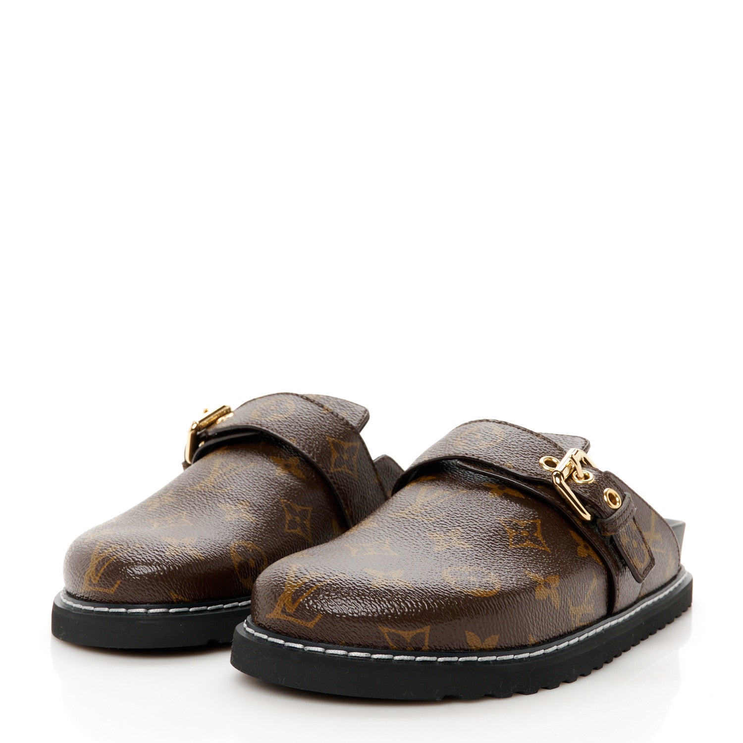 Louis Vuitton Patent Monogram Womens Cosy Flat Comfort Clog Mules 37.5 Brown 8 of 20