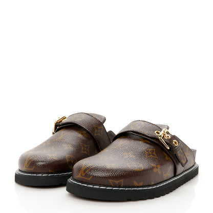 Louis Vuitton Patent Monogram Womens Cosy Flat Comfort Clog Mules 37.5 Brown 8 of 20