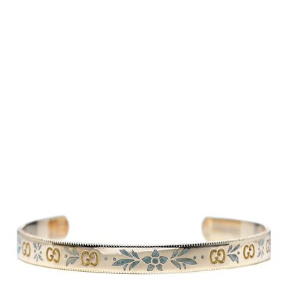 Gucci 18K Yellow Gold Enamel Icon Blooms Cuff Bracelet 1 of 3