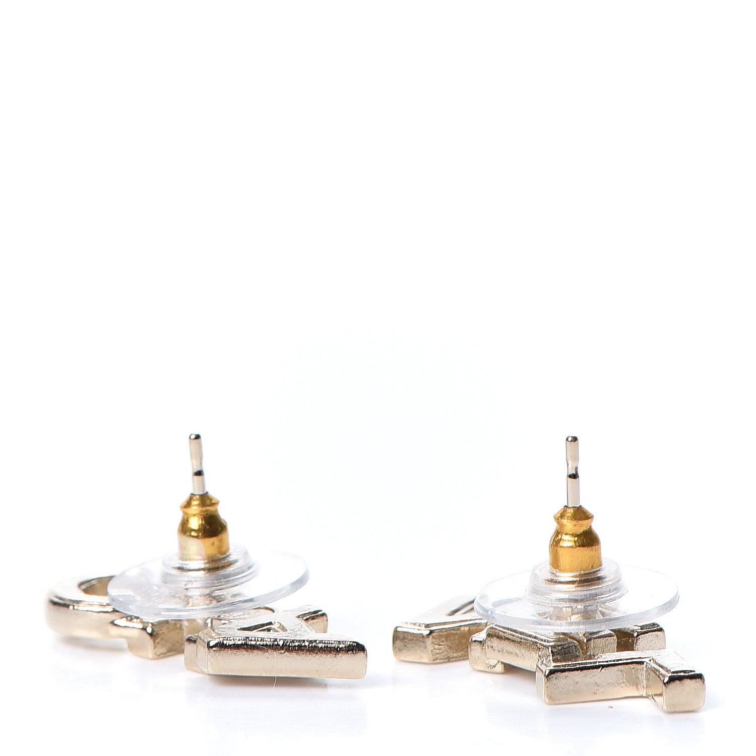 Chanel Crystal Pearl Signature Stud Earrings Gold 3 of 5