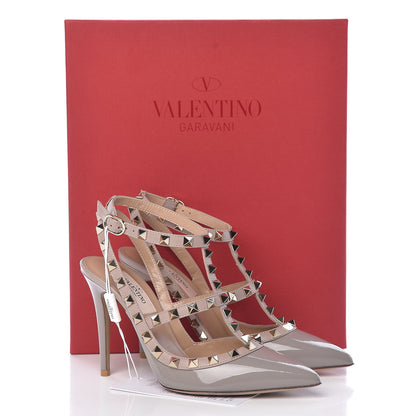 Valentino Garavani Patent Nappa Rockstud Ankle Strap 100mm Pumps 35.5 Perla Poudre 10 of 10