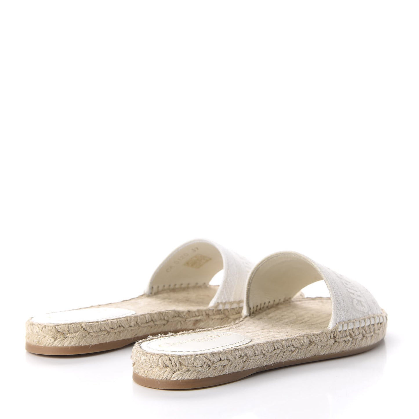 Canvas Embroidered Granville Espadrille Flat Slide Sandals 37 Ivory