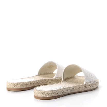 Christian Dior Canvas Embroidered Granville Espadrille Flat Slide Sandals 37 Ivory 4 of 10