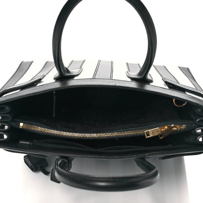 Saint Laurent Calfskin Striped Small Sac De Jour Black White 5 of 11