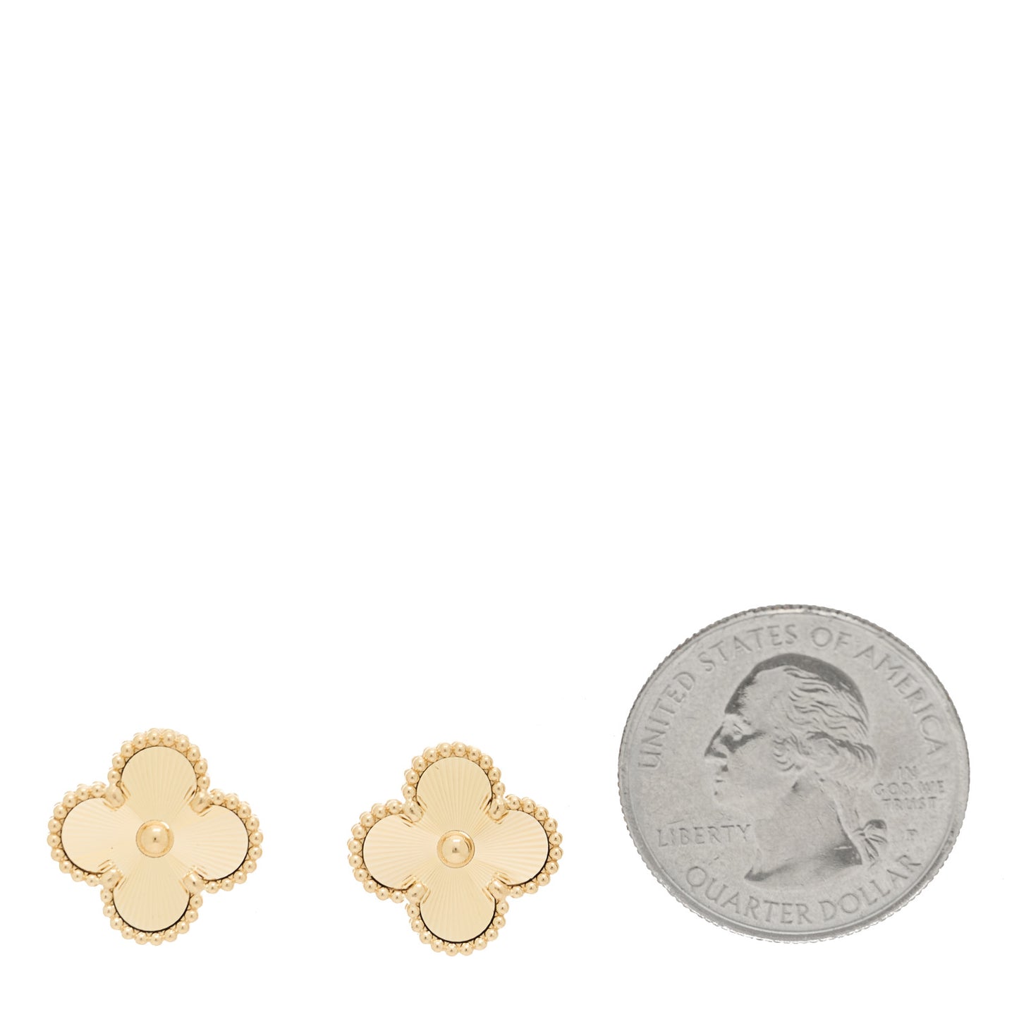 18K Yellow Gold Guilloche Vintage Alhambra Earrings