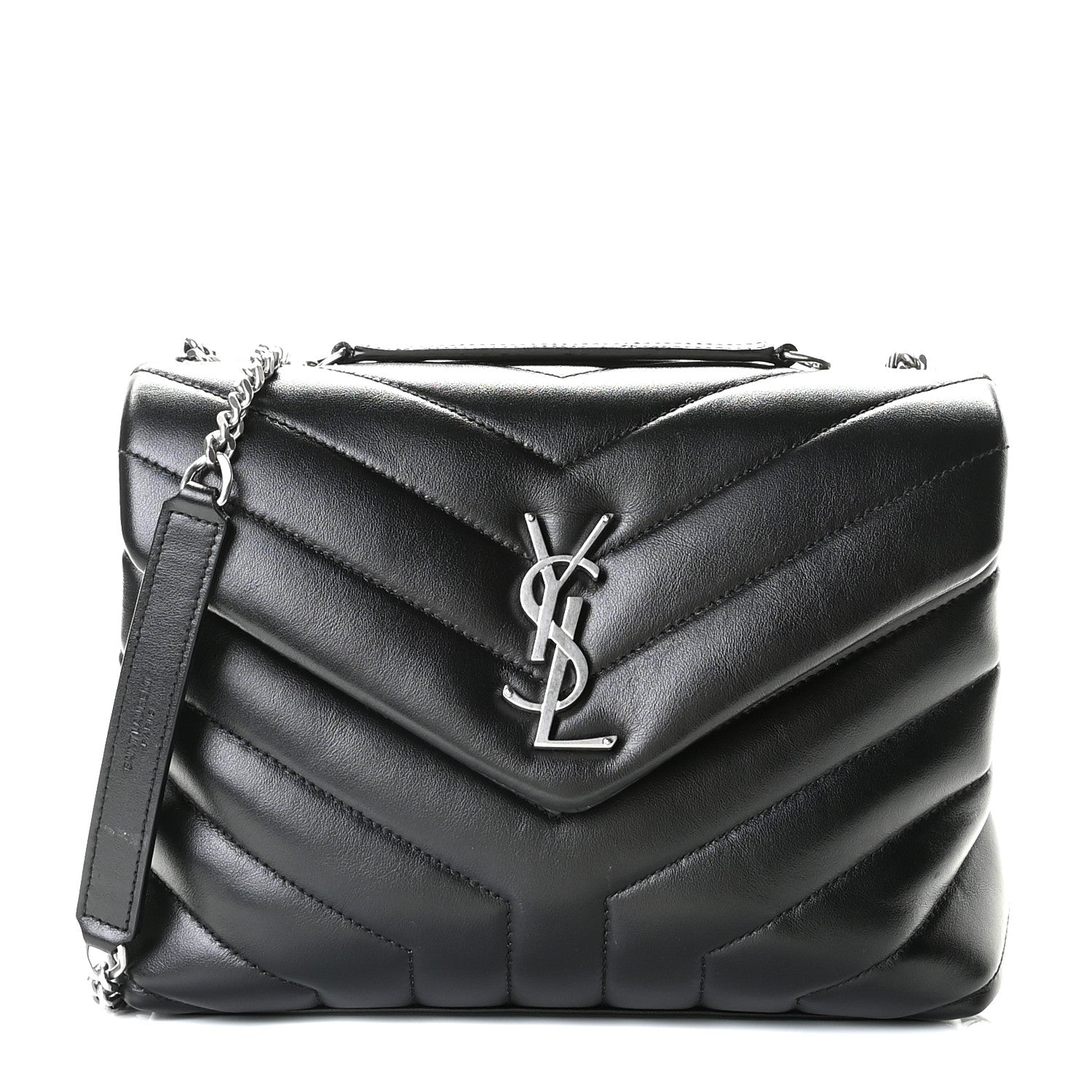 Saint Laurent Calfskin Y Quilted Monogram Small Loulou Chain Satchel Black 1 of 10