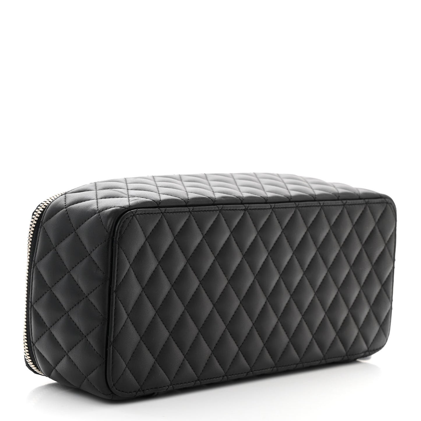 Lambskin Quilted Large Jewelry Case Black