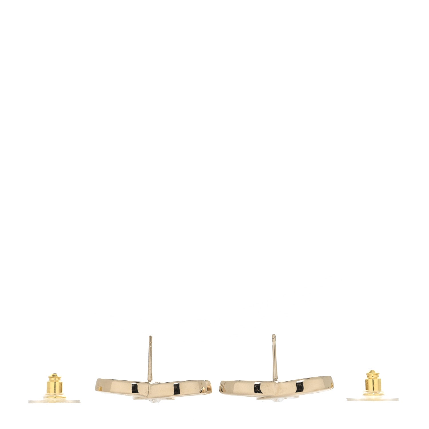 Chanel Crystal CC Large Stud Earrings Gold 3 of 4