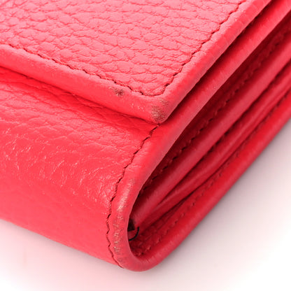 Gucci Dollar Calfskin Enamel Monochrome Medium GG Marmont Wallet Runway Coral 9 of 11