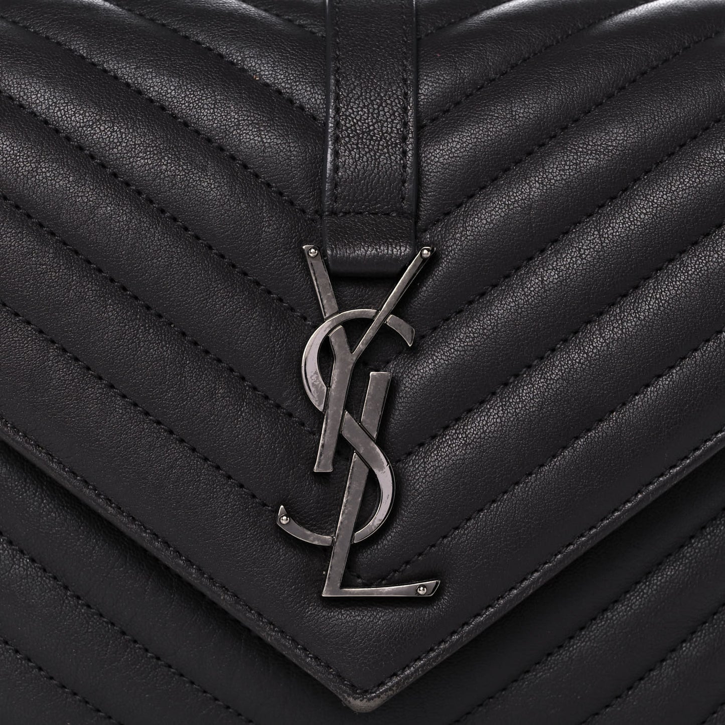 Sheepskin Matelasse Chevron Monogram Medium College Bag Asphalt
