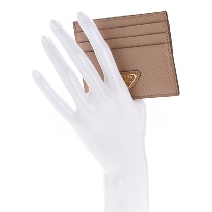 Prada Saffiano Triangle Card Holder Cipria 2 of 9