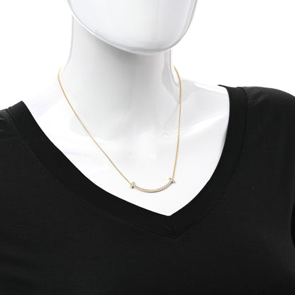 Tiffany 18K Yellow Gold Diamond Medium T Smile Pendant Necklace 2 of 7