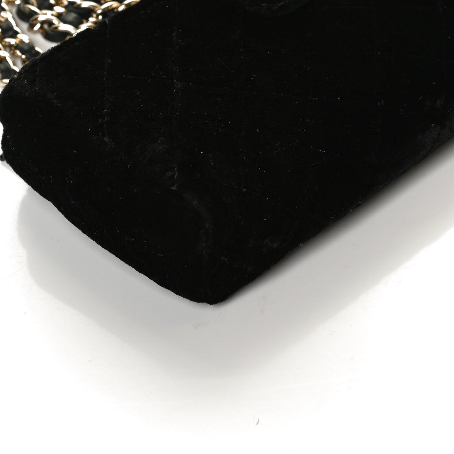 Velvet Quilted Small Clutch With Chain Black