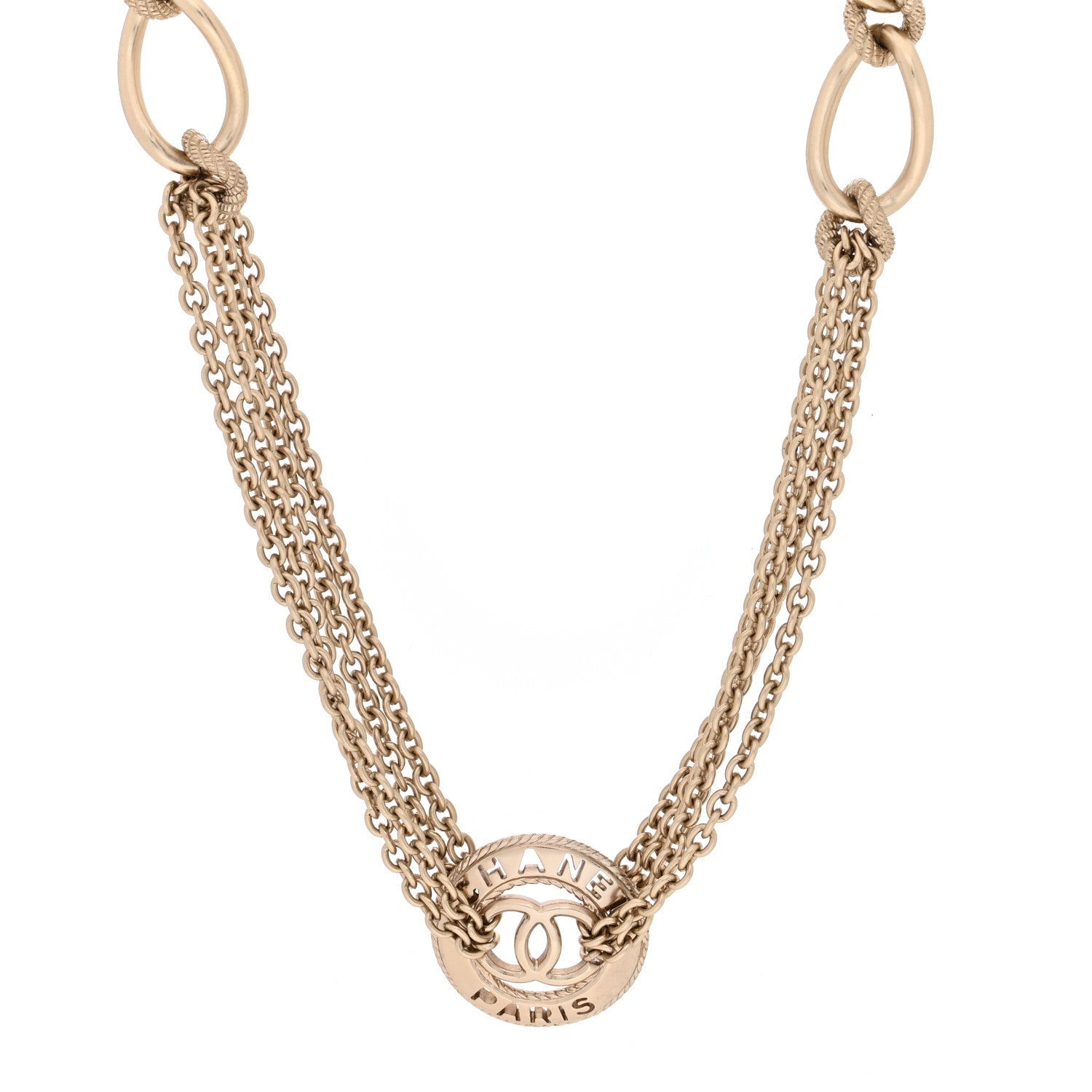 Chanel Metal Medallion Multi Chain Short Necklace Gold 1 of 4