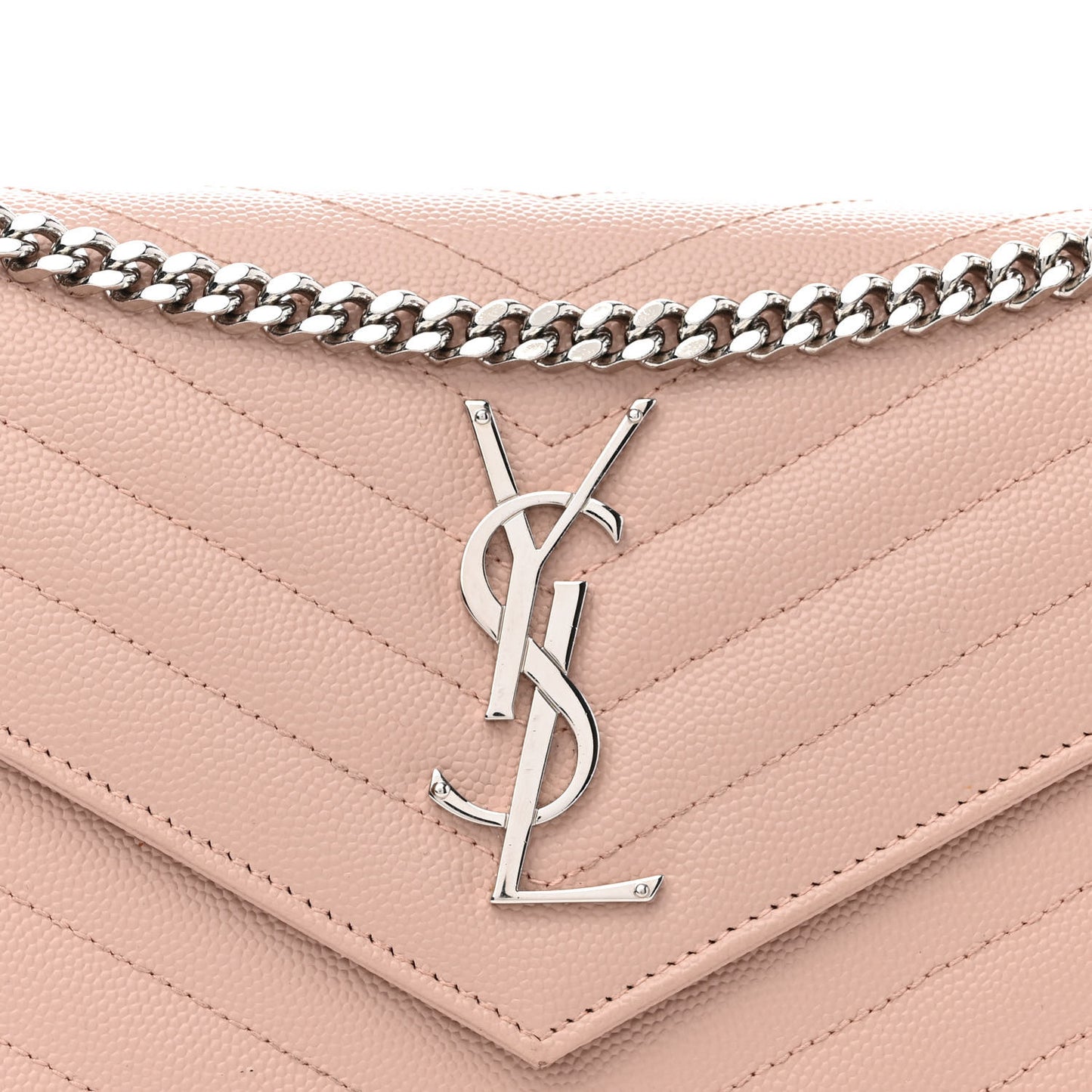 Grain De Poudre Matelasse Chevron Cassandre Chain Wallet Pale Pink