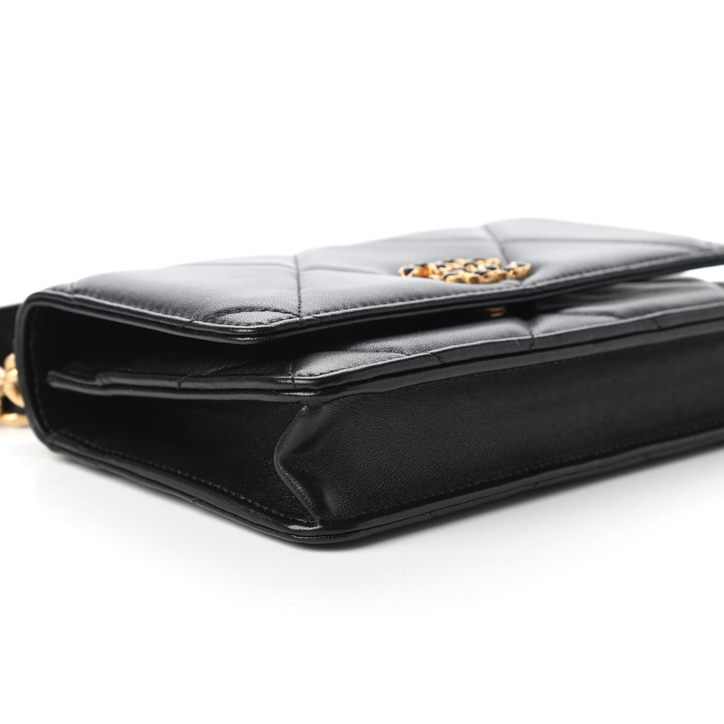 Lambskin Quilted Chanel 19 Wallet On Chain WOC Black