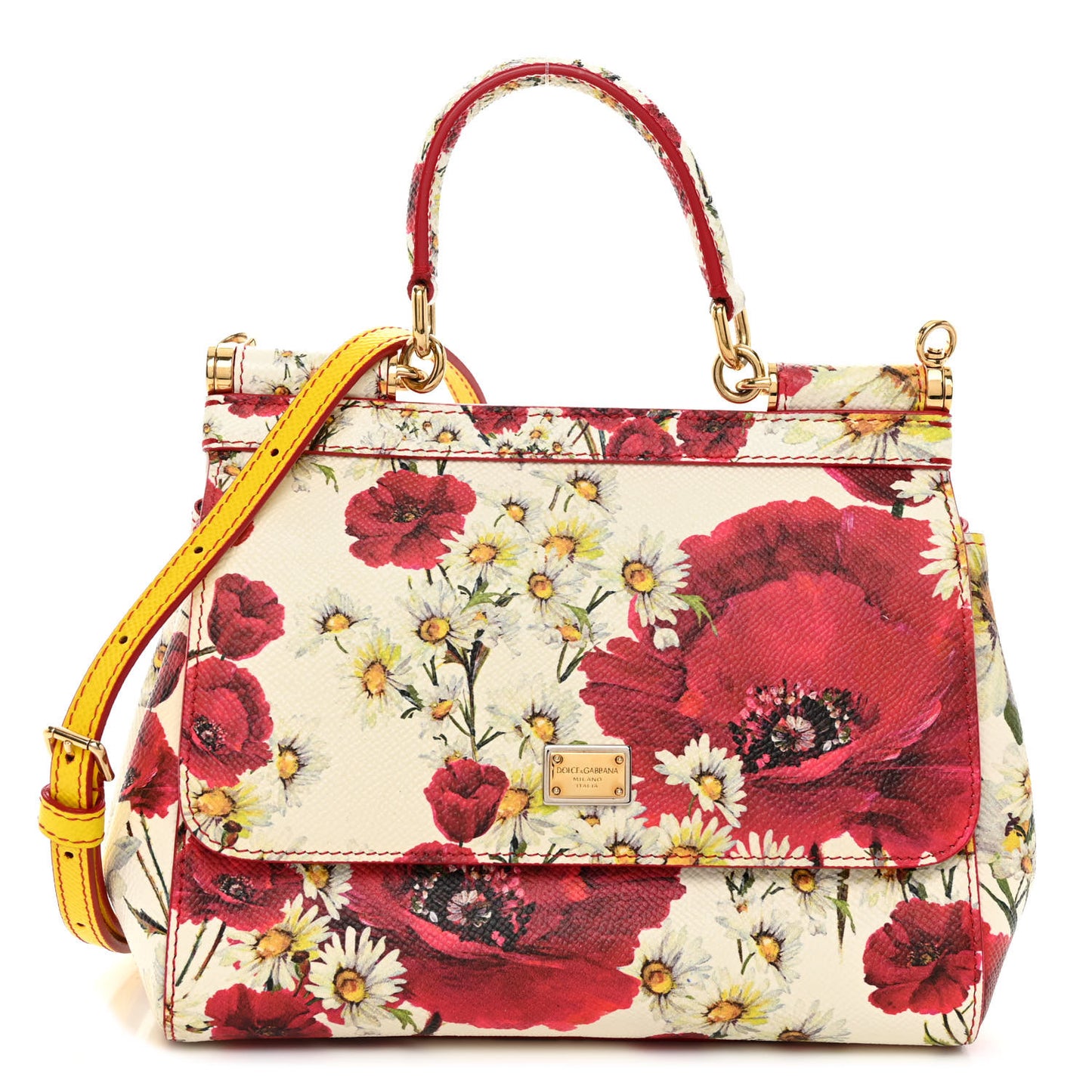 Dauphine Floral Print Small Miss Sicily Satchel White Multicolor