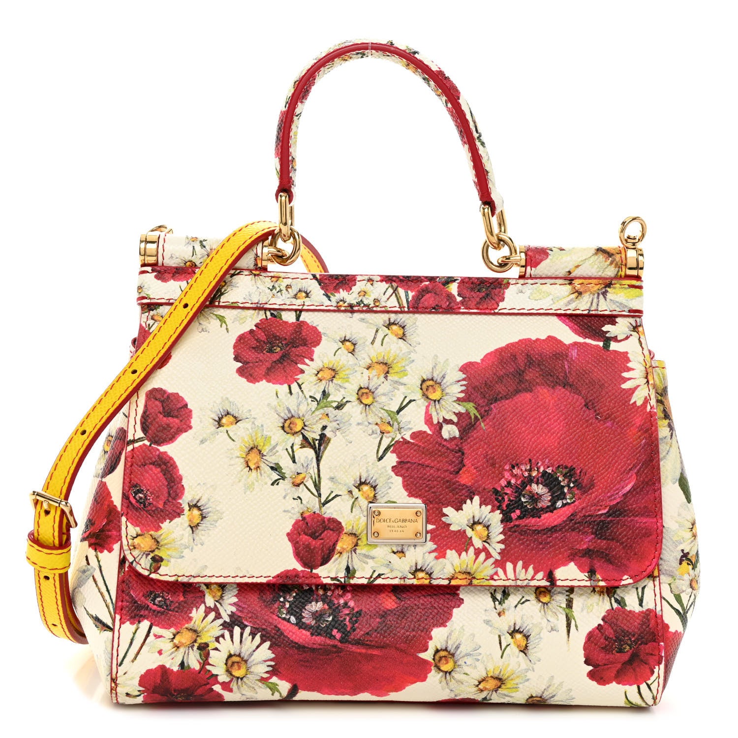 Dolce & Gabbana Dauphine Floral Print Small Miss Sicily Satchel White Multicolor 1 of 12