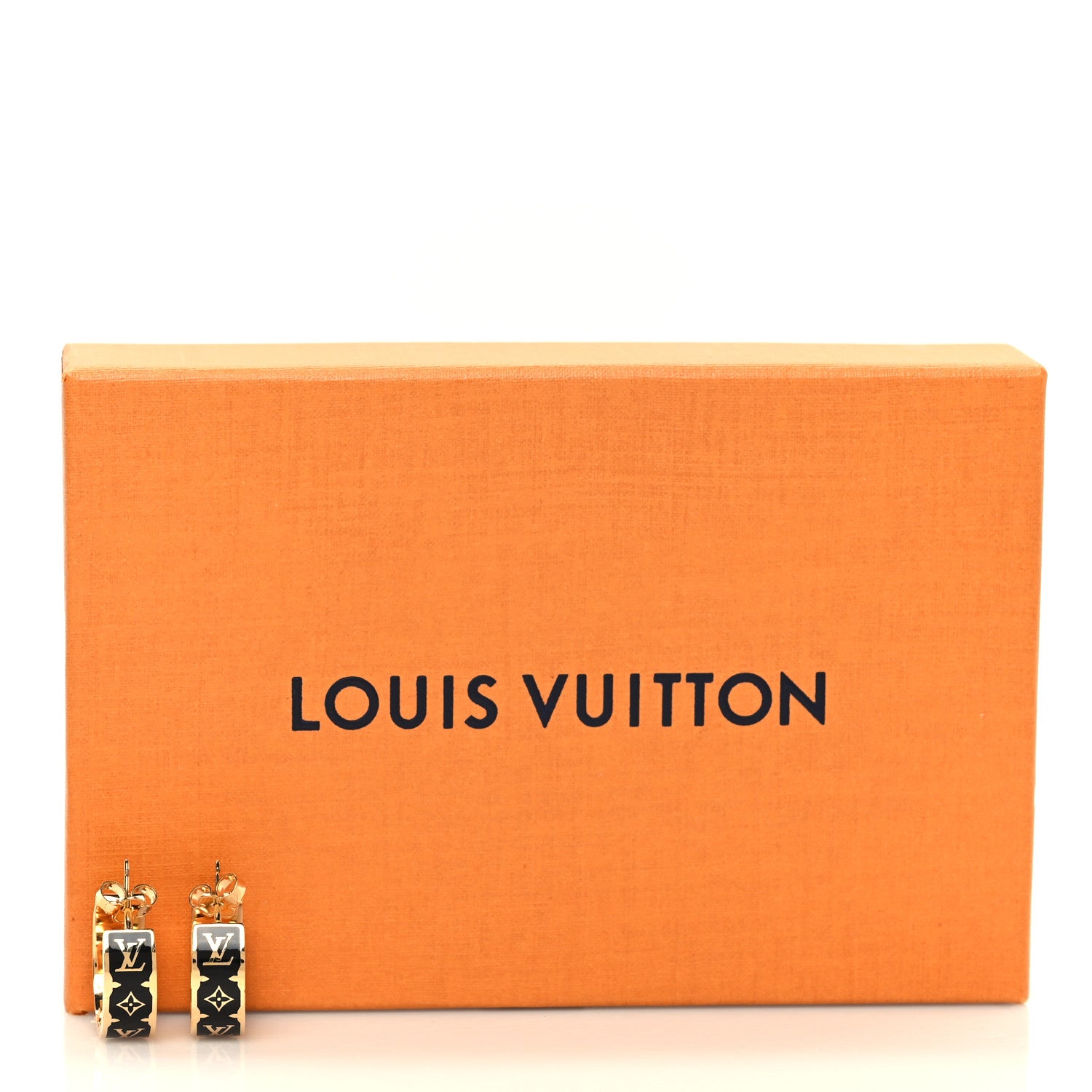 Louis Vuitton Enamel Nanogram Earrings Gold Black 5 of 5
