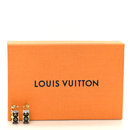 Louis Vuitton Enamel Nanogram Earrings Gold Black 5 of 5
