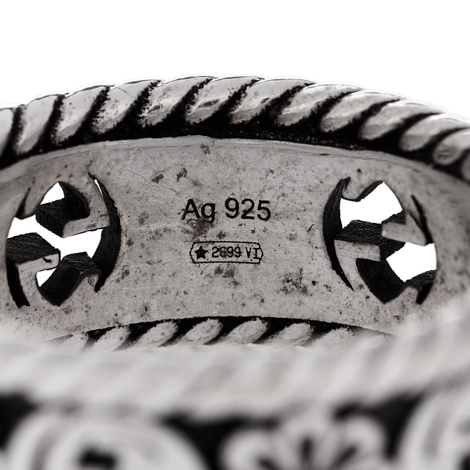 Gucci Sterling Silver Interlocking G Flower Ring 52 6 1736486