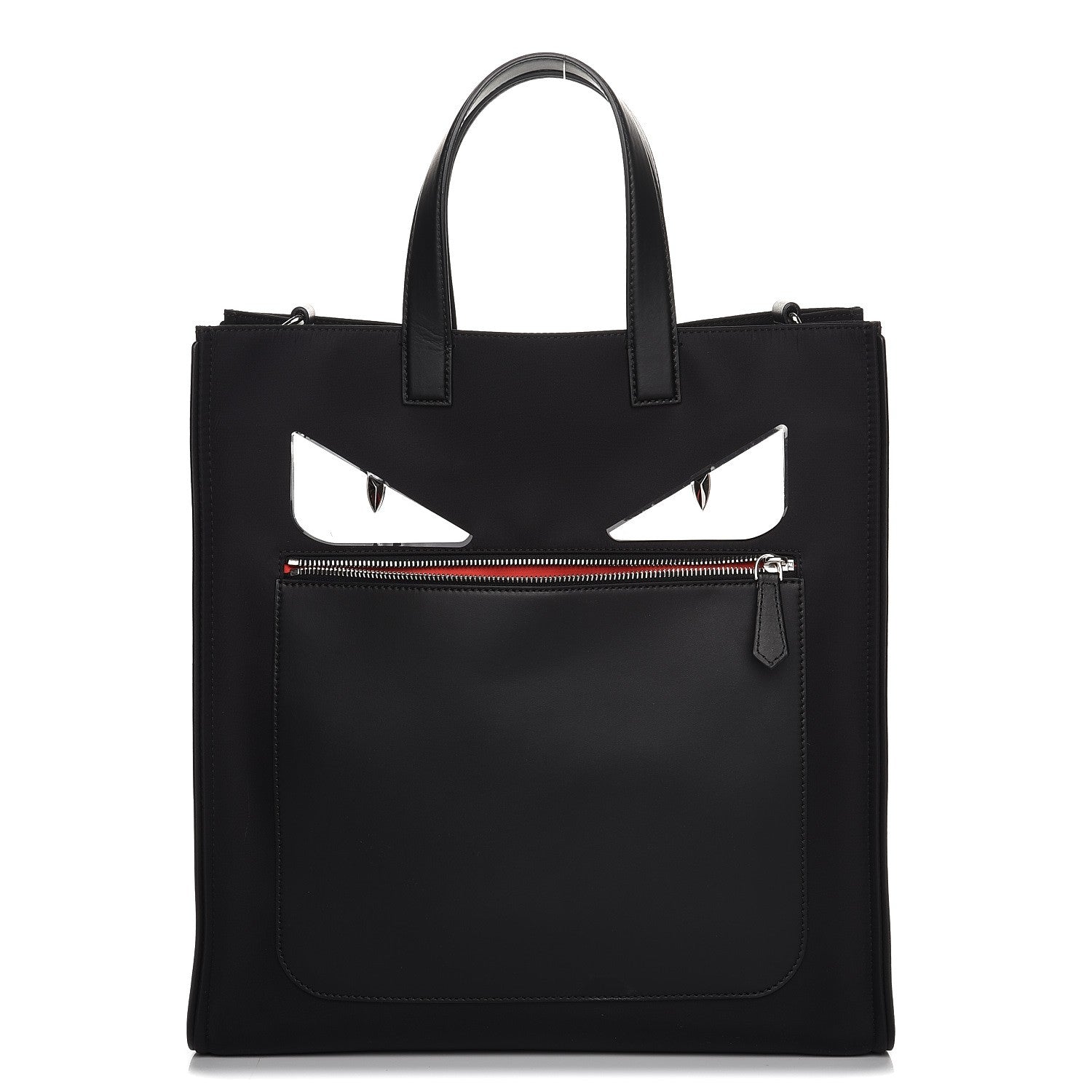 Fendi Nylon Vitello Liberty Metal Monster Eyes Tote Black 1 of 9