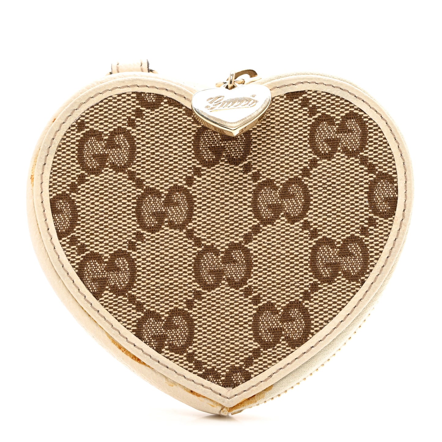 Monogram Heart Coin Purse Gold