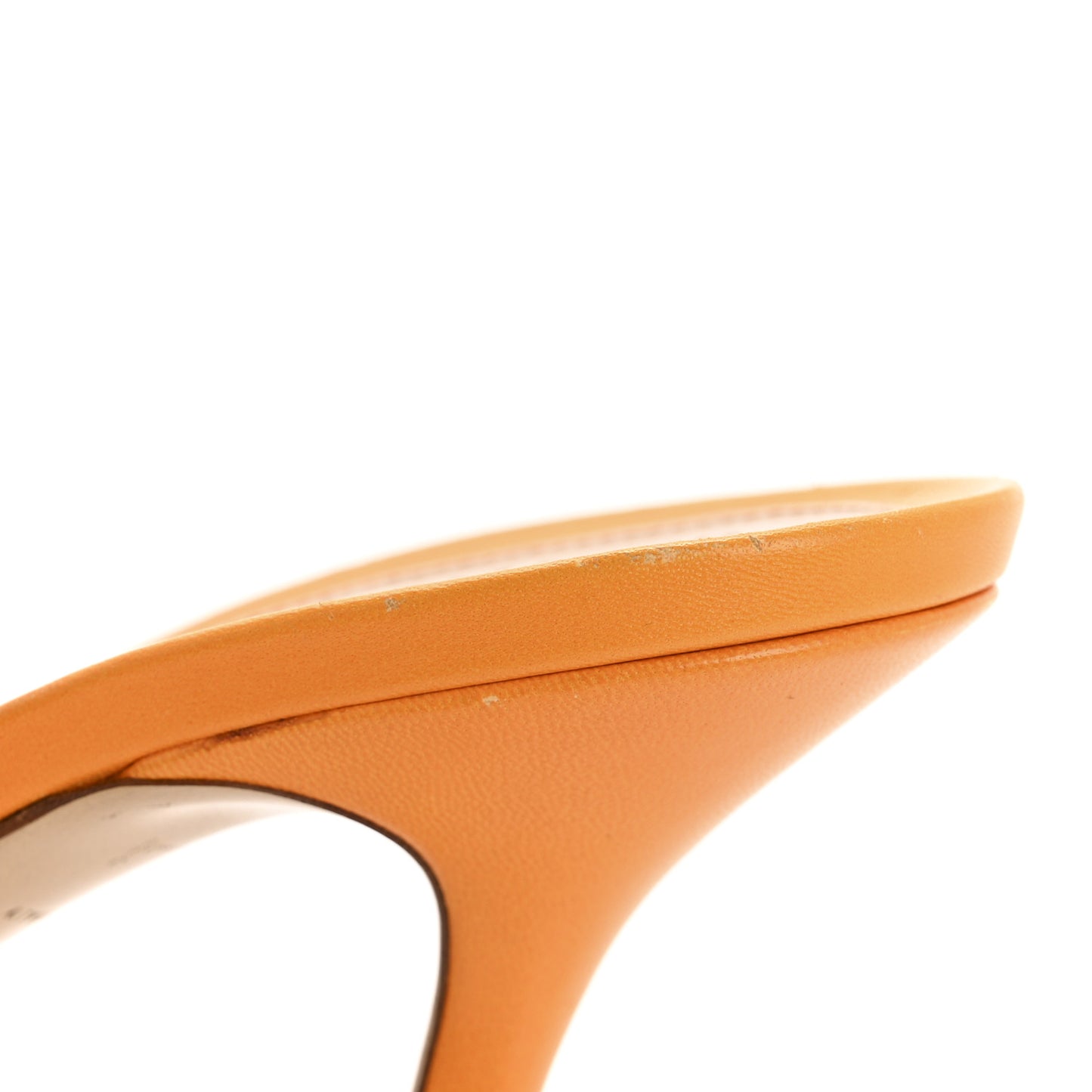 Lambskin Stretch 90mm Mule Sandals 38.5 Tangerine