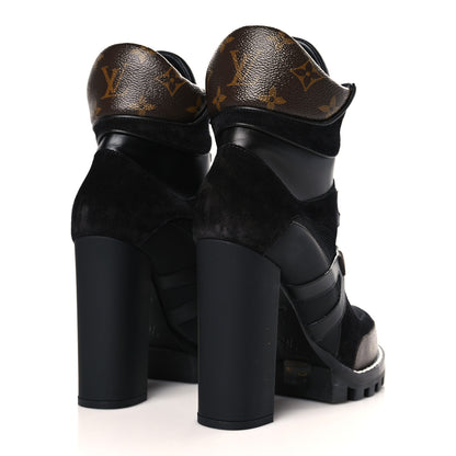 Louis Vuitton Suede Calfskin Monogram Star Trail Ankle Boots 39 Black 4 of 8