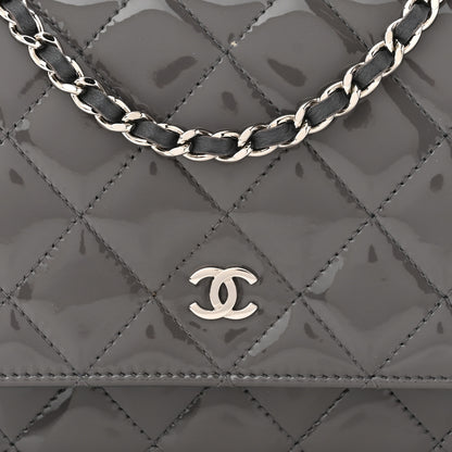 Chanel Patent Quilted Wallet On Chain WOC Grey 9 of 15