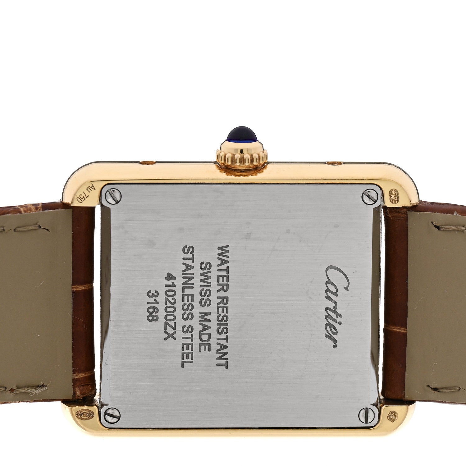 Cartier Stainless Steel 18K Yellow Gold Alligator 24mm Tank Solo Quartz Watch Brown 4 of 6